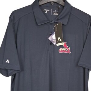 St Louis Cardinals Mens Golf Polo Shirt Blue Baseball Antigua Large Top MLB‎ New